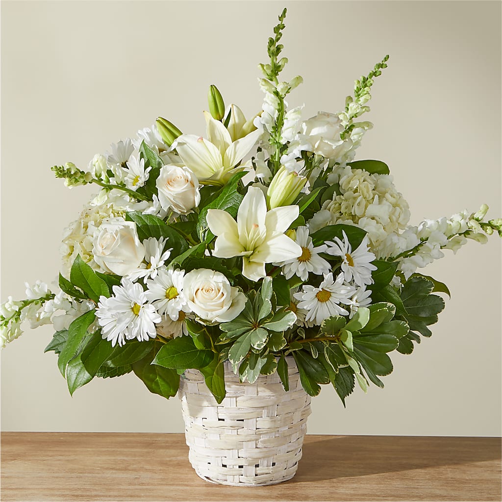 Ivory Elegance Floral Basket – Bush Flower Shop, North Augusta SC