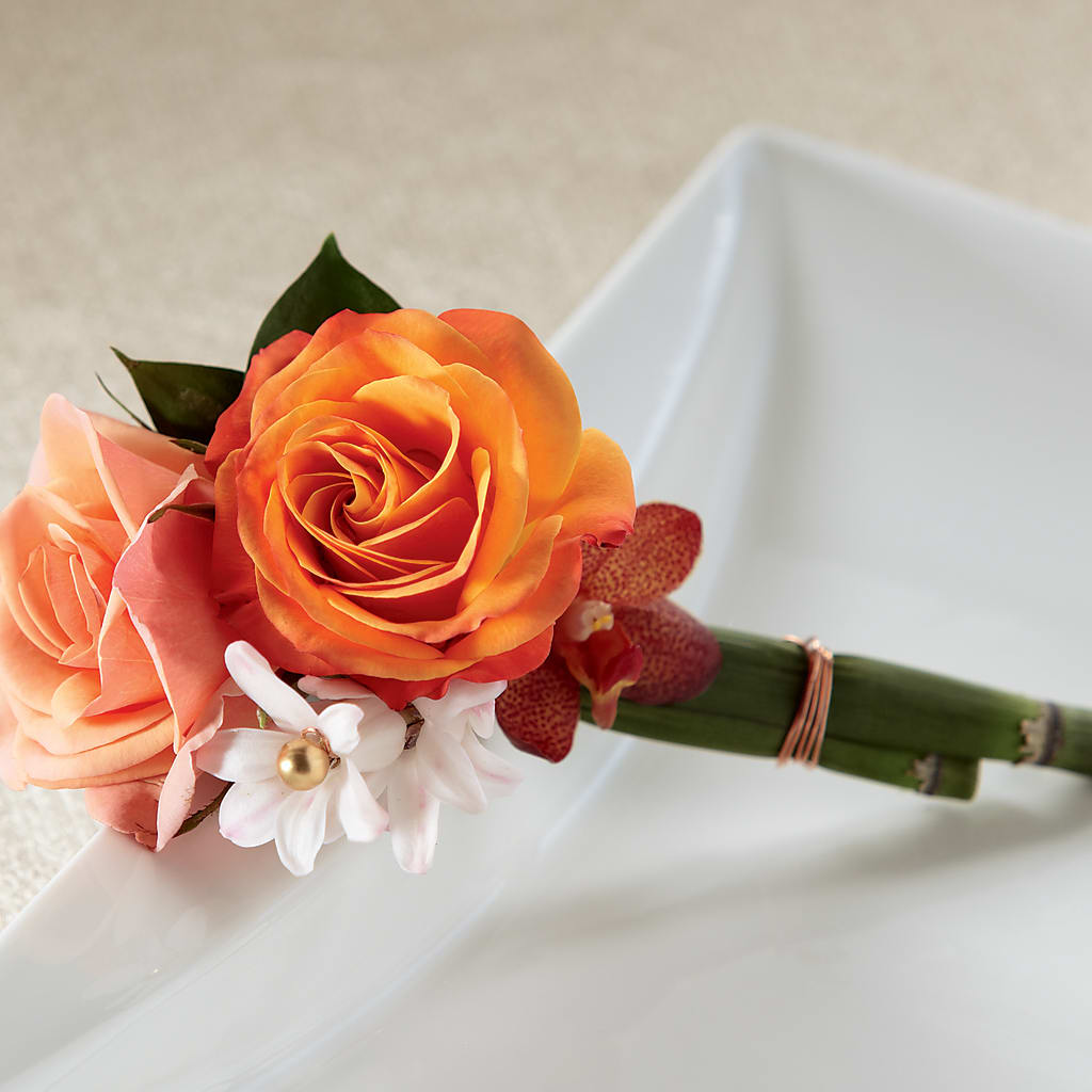 Sunset Dream Boutonniere – Bush Flower Shop, North Augusta SC