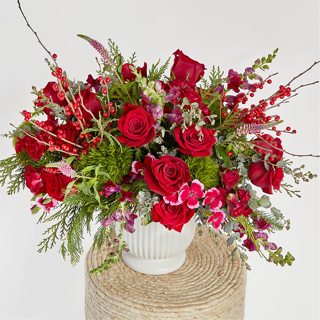 Big Red Bow Bouquet –  Bush Flower Shop, North Augusta SC