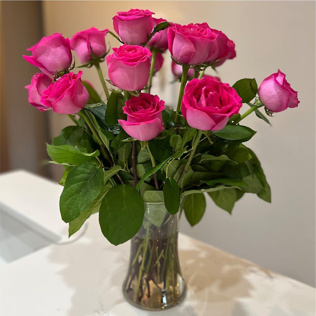 Long Stem Pink Rose Bouquet –  Bush Flower Shop, North Augusta SC