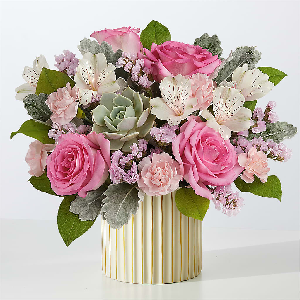 Dusty Rose Bouquet with Ivory Vase –  Bush Flower Shop, North Augusta SC