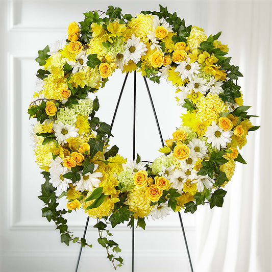 Golden Remembrance Wreath –  Bush Flower Shop, North Augusta SC