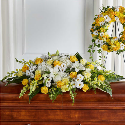 Golden Harmony Casket Spray –  Bush Flower Shop, North Augusta SC