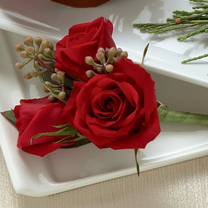 Red Spray Rose Boutonniere –  Bush Flower Shop, North Augusta SC