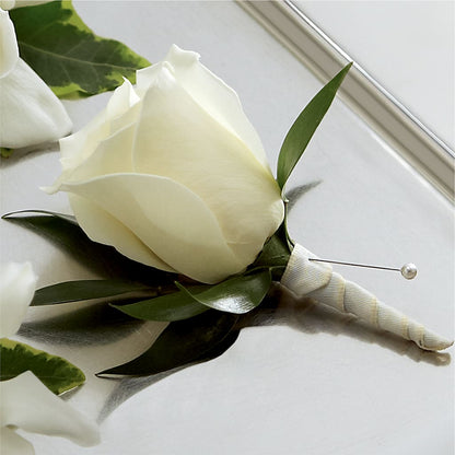 White Rose Boutonniere –  Bush Flower Shop, North Augusta SC